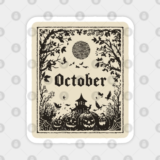 October Haunted House Scene Magnet by TuncGK