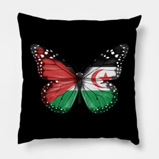 Western Saharan Flag  Butterfly - Gift for Western Saharan From Western Sahara Pillow