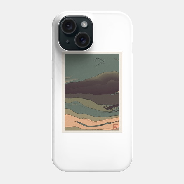 Abstract Landscape with birds flying over it – Ukiyo e style Phone Case by regnumsaturni