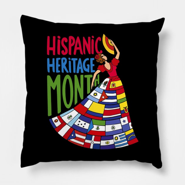 National Hispanic Heritage Month Celebration Flags Men Women Pillow by Eleam Junie