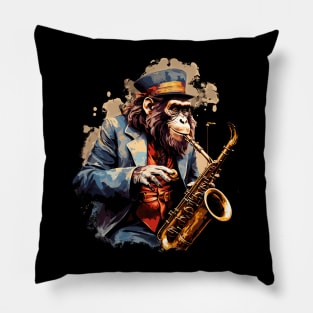 Monkey Playing Saxophone Pillow