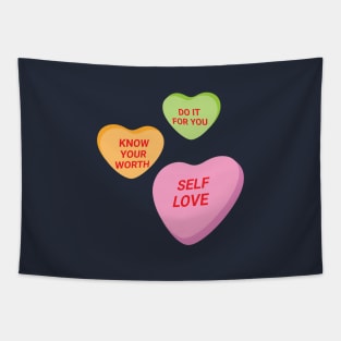 Valentines Day Self Love Candy Hearts Tapestry