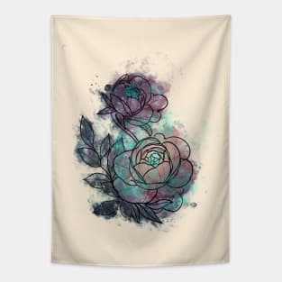 Galaxy watercolour peony Tapestry