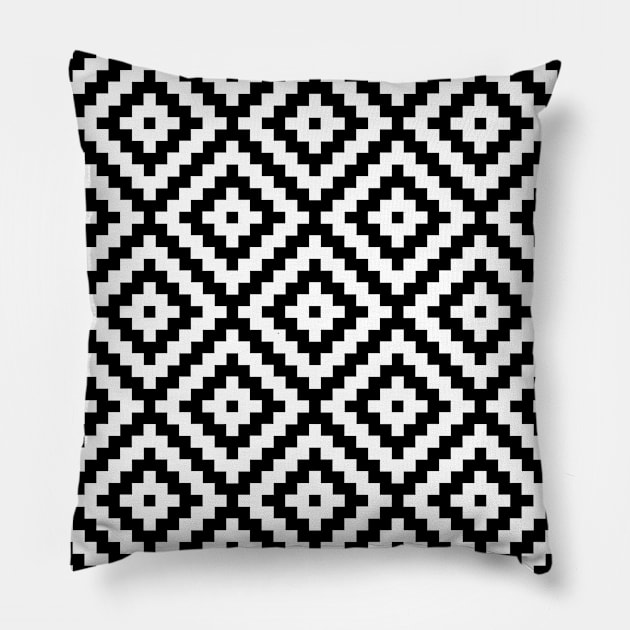 Aztec Block Symbol Ptn BWII Pillow by NataliePaskell