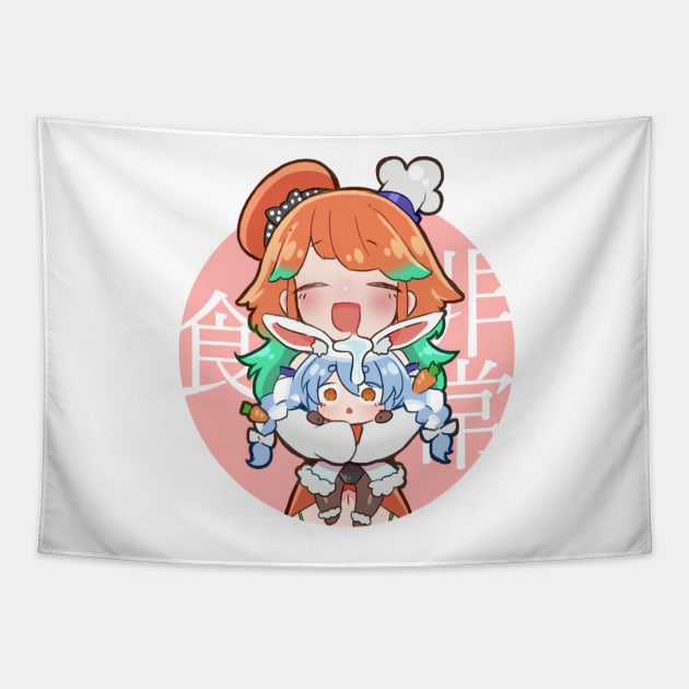 Takanashi Kiara Hugging Pekora Rabbit! Tapestry by SaucyBandit