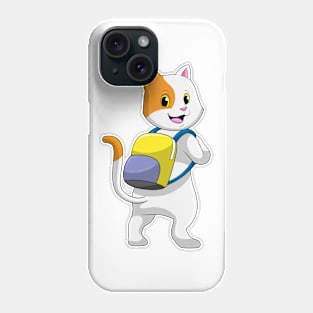 Cat as Hiker with Backpack Phone Case