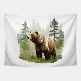 Brown Bear Forest Tapestry