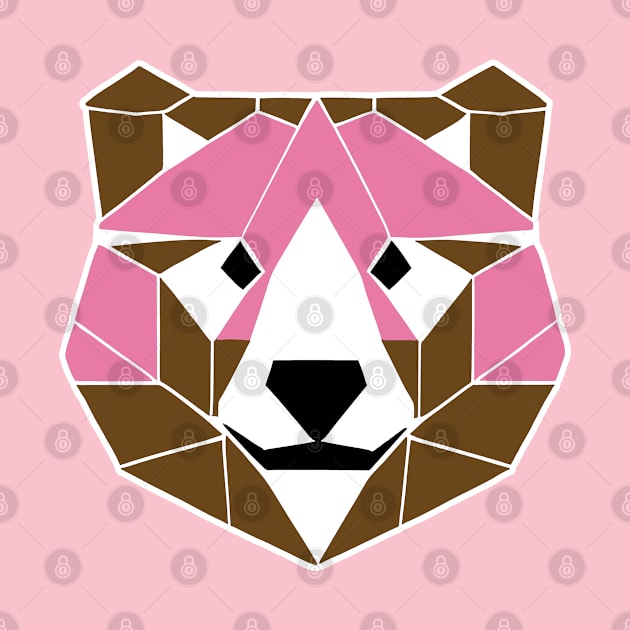 Geometric Pink Bear (MD23Ani002b) by Maikell Designs