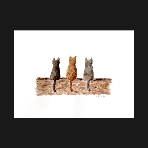 Three cats on the wall by Kunst und Kreatives