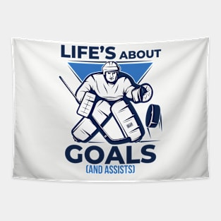 Cool Funny Life Goals & Assists Ice Hockey Game Team Players Tapestry