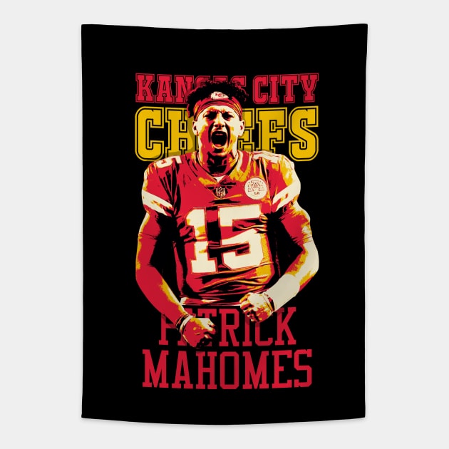 Patrick Mahomes Retro Graphic Tapestry by mia_me