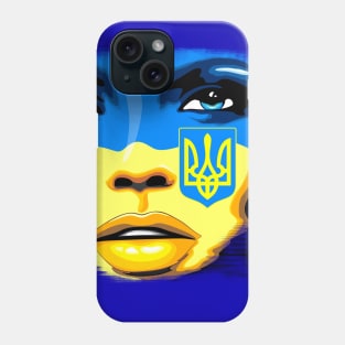 Ukraine Flag painted on Beautiful Girl Portrait Phone Case