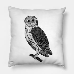 Barn Owl - hand drawn nocturnal bird design Pillow