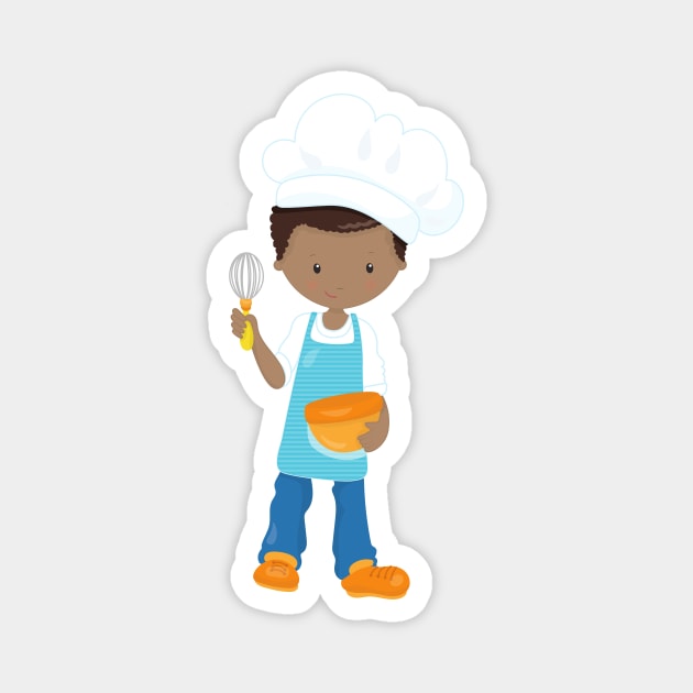 African American Boy, Baking, Baker, Pastry Chef Magnet by Jelena Dunčević