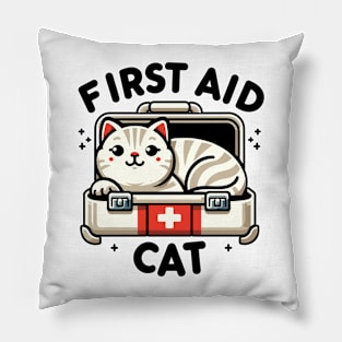 First Aid Cat Pun Nurse Doctor Healthcare Novelty Funny Cat Pillow