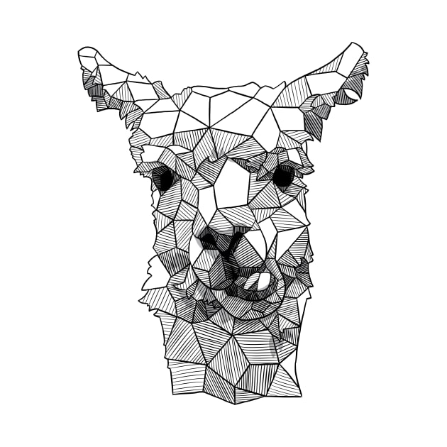 Silly Llama Geometric Sketch by polliadesign