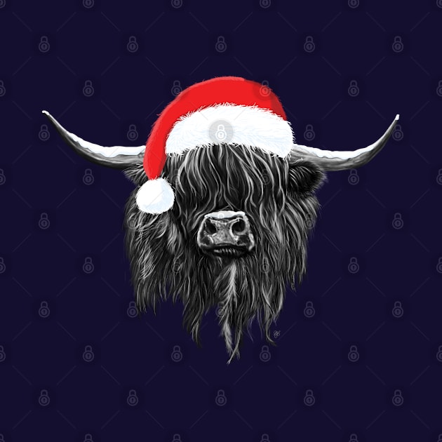 Scottish Highland Cow Christmas Santa Hat by brodyquixote