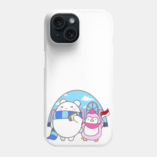 Polar bear and penguin illustration Phone Case