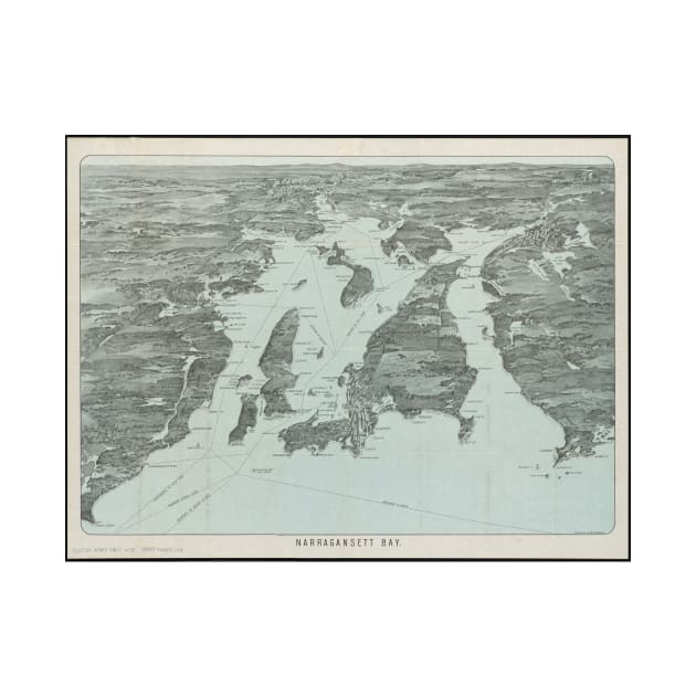 Vintage Pictorial Map of The Narragansett Bay (1907) by Bravuramedia