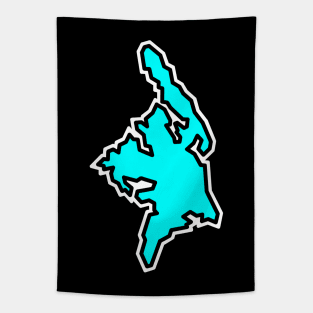 Cortes Island Outline in Turquoise Blue - Bright and Bold - Cortes Island Tapestry