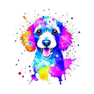 Colorful Poodle Splatter Art - Elegant Canine Expression T-Shirt