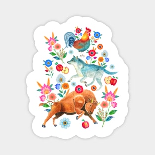 Polish florals and animals Magnet