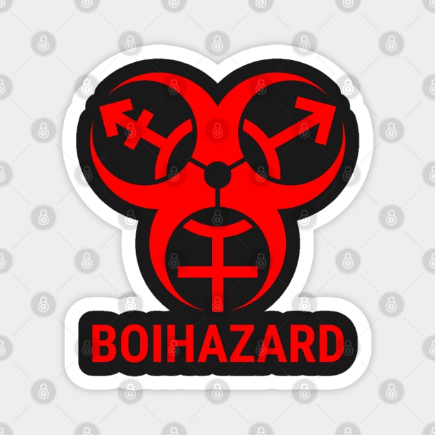 "BOI HAZARD" Trans Biohazard - Red Magnet by GenderConcepts