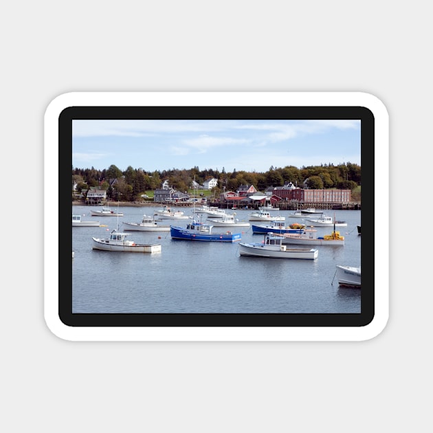 The Lobster fleet at Bass Harbor, Maine USA Magnet by wolftinz