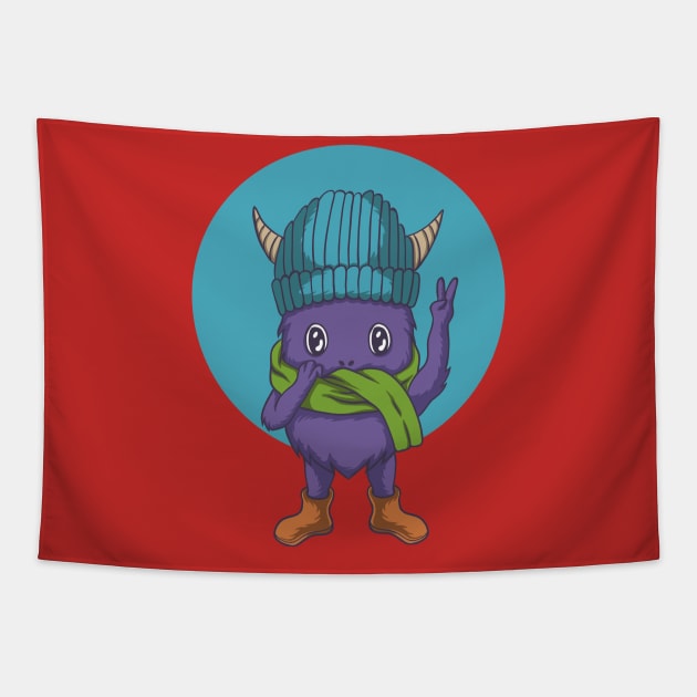 Peace cute monster Tapestry by Mako Design 