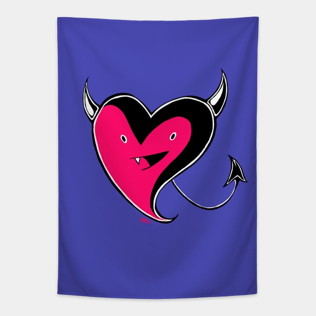 Li'l Vamp Devil Heart Tapestry by Indi Martin