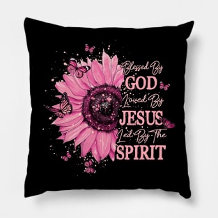 Blessed ny God Loved by Jesus Led by the spirit Style with Christian God Pillow