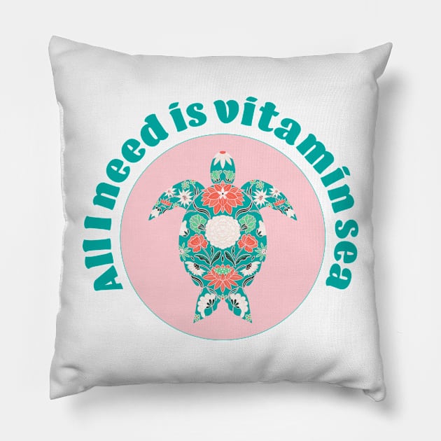 I need vitamin sea, teal and pink sea turtle Pillow by Home Cyn Home 