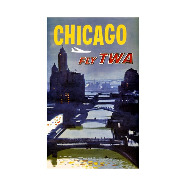 Vintage Travel Poster Chicago Fly TWA by vintagetreasure