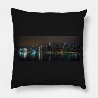 Manhattan skyline by night Pillow