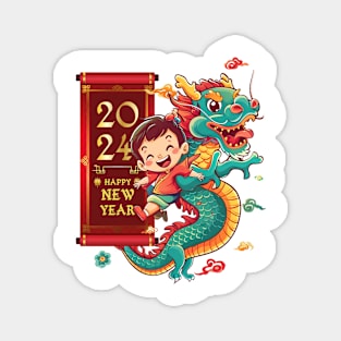 Chinese New Year Dragon Dance: Happy New Year 2024! Magnet