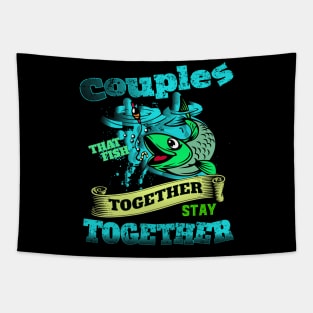 Couples fishing together Tapestry