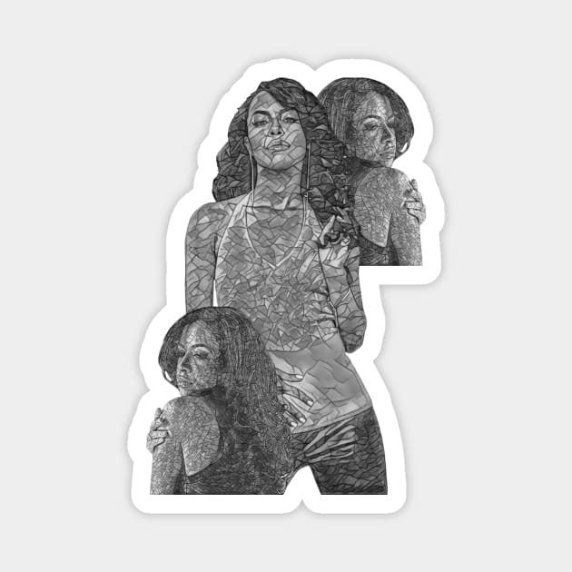 Aaliyah Pose Classic Mosaic Magnet by neogu