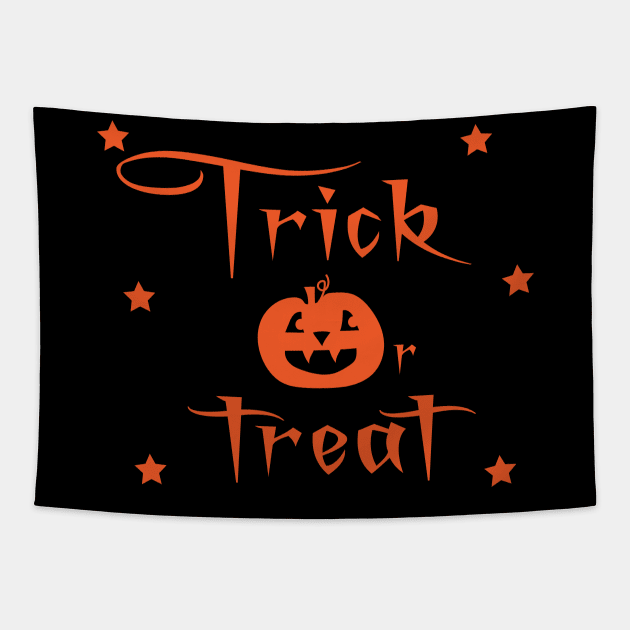 Trick Or Treat Halloween in Orange Tapestry by FruitflyPie