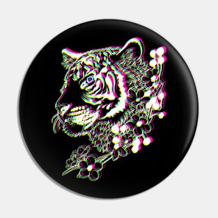 3D effect tiger Pin