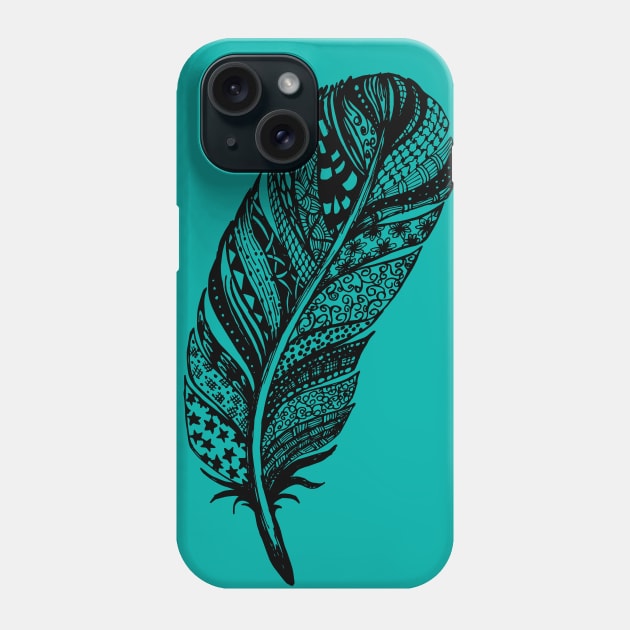 Zentangle Tribal Feather Drawing Phone Case by SWON Design