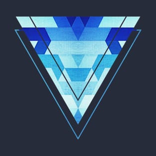 Abstract geometric triangle pattern (futuristic future symmetry) in ice blue T-Shirt