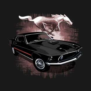 Black 69 Ford Mustang Mach 1 T-Shirt