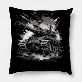 Tank at war. War Machine: A Powerful Tank Design Pillow