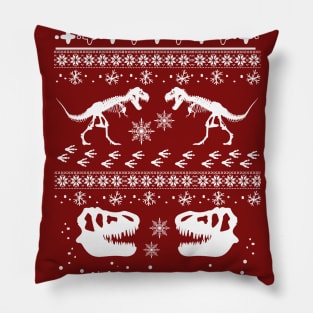 Dinosaur Christmas Winter Pattern T-Rex Skulls n Skeleton Pillow