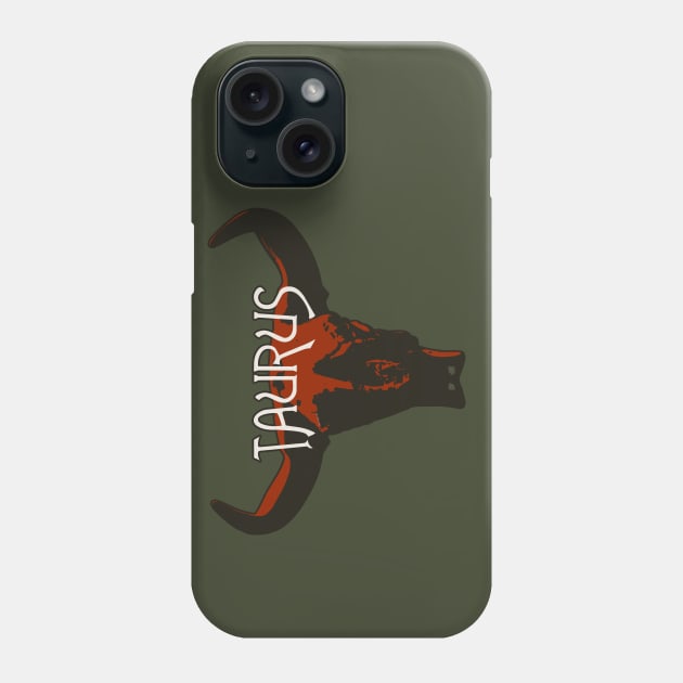 Red Taurus Bull Skull for Astrological Zodiac Sign Phone Case by RyanJGillDesigns