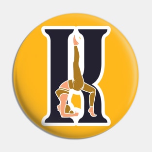 Sports yoga women in letter K Sticker design vector illustration. Alphabet letter icon concept. Sports young women doing yoga exercises with letter K sticker design logo icons. Pin