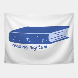 reading nights blue, magic book with stars for readers Tapestry