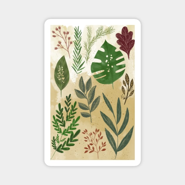 Leaf illustration Magnet by SanMade