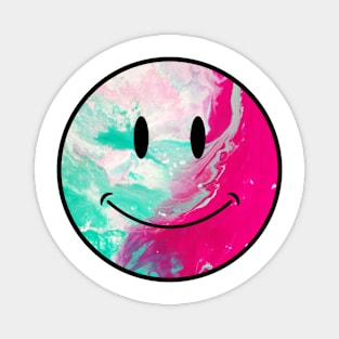 electric neon psychedelic oil spill smiley face Magnet