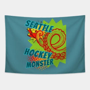 Seattle Hockey Monster! Get KRAK 'EN!  Retro Pop Art Hockey Style Tapestry